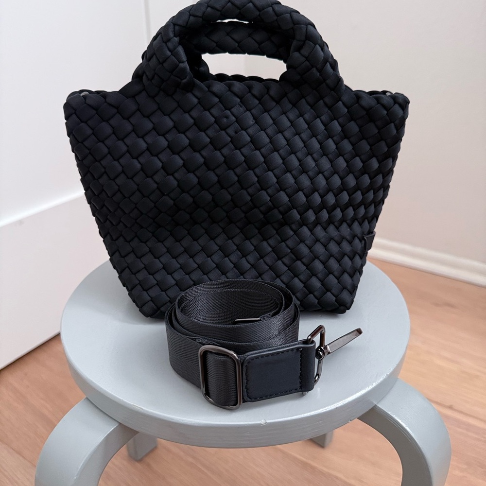 Naghedi St Barths Petit Tote Onyx, Black Woven Tote